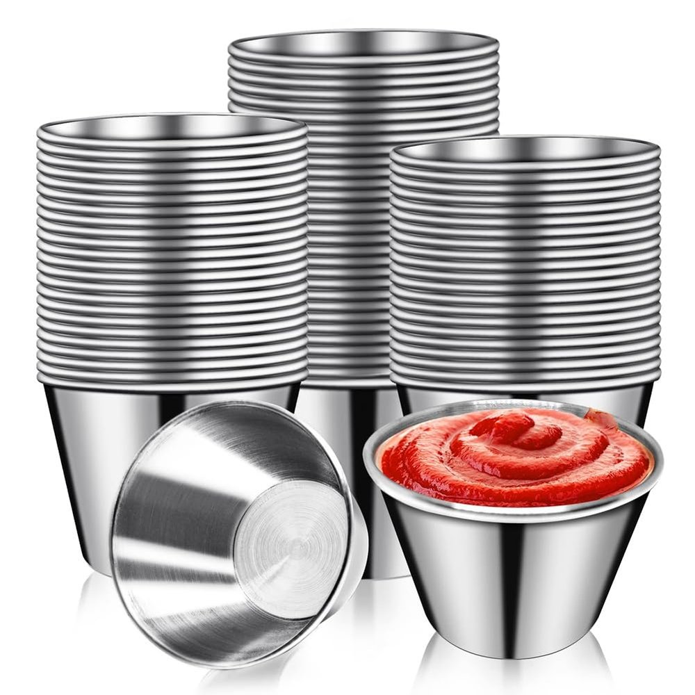 Lapyyne 50-Pack 2.5 oz Stainless Steel Sauce Cups