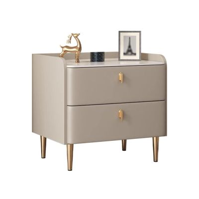 Modern Bedroom Nightstand with Small Storage (Champagne Gray)