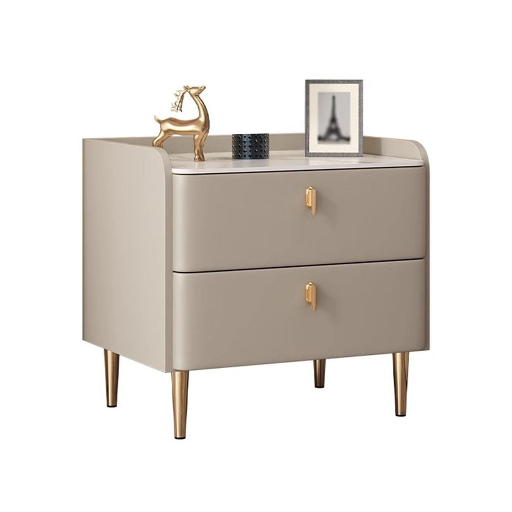 Modern Bedroom Nightstand with Small Storage (Champagne Gray)