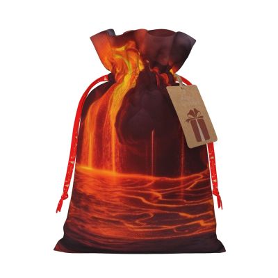 Kilauea Volcano Drawstring Gift Bags, Christmas Gift Bags and Santa Sacks with Kraft Tags
