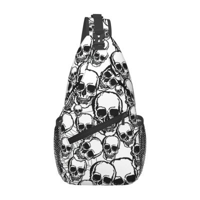 Black and White Skull Print Crossbody Bag