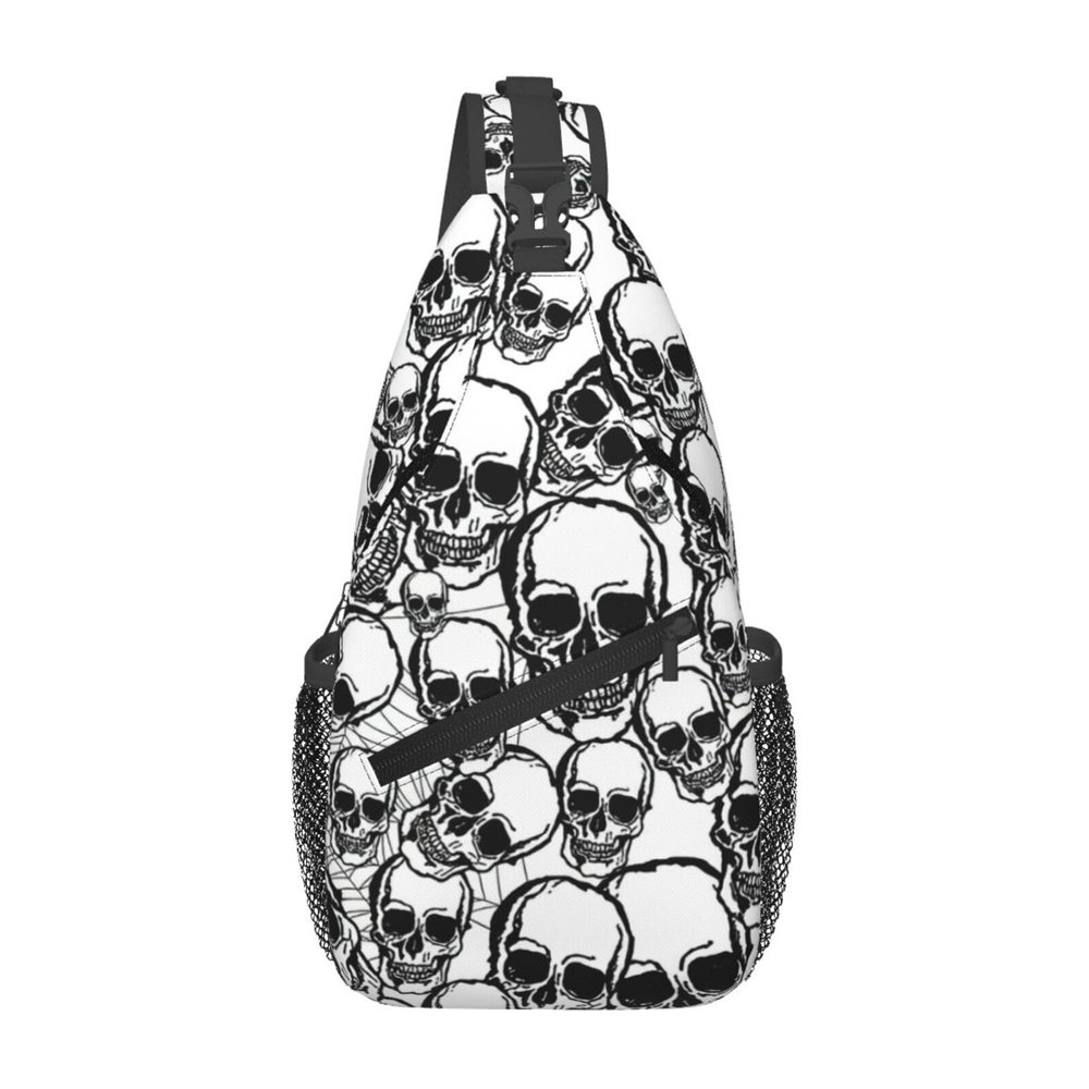 Black and White Skull Print Crossbody Bag