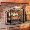 3-Panel Iron Fireplace Screen, Black view 1