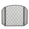 3-Panel Iron Fireplace Screen, Black view 2
