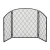 3-Panel Iron Fireplace Screen, Black view 4