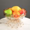 ERVDKXCOI Crystal Glass Fruit Bowl with Gold-Tone Base, Medium view 2