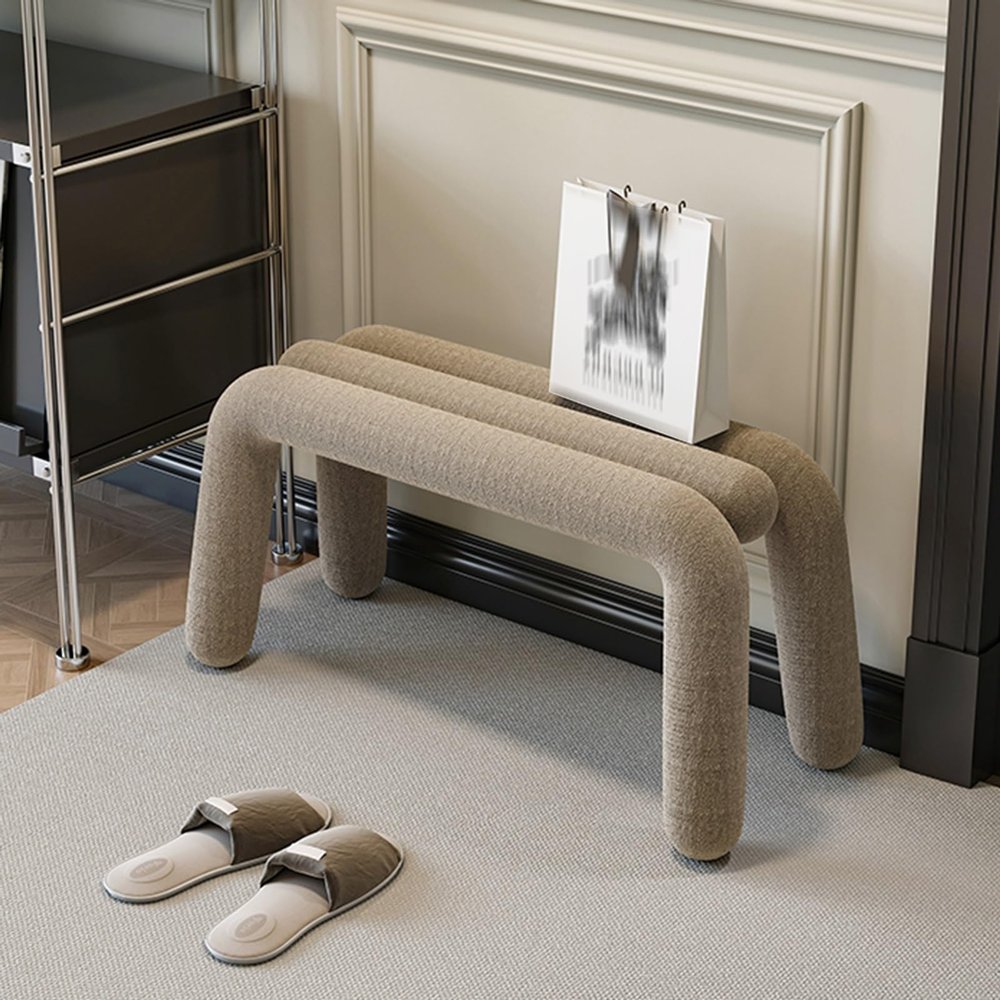 Corduroy Entryway Bench, Khaki, 100 cm