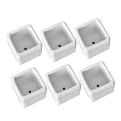 Yardwe Set of 6 White Square Ceramic Pots for Small Plants and Succulents