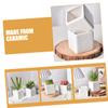 Yardwe Set of 6 White Square Ceramic Pots for Small Plants and Succulents view 3