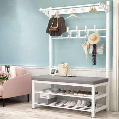 Industrial Hall Tree with Shoe Bench and Storage
