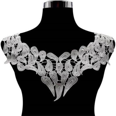 Amlhy Embroidered Lace Collar Applique, Sew-On, White