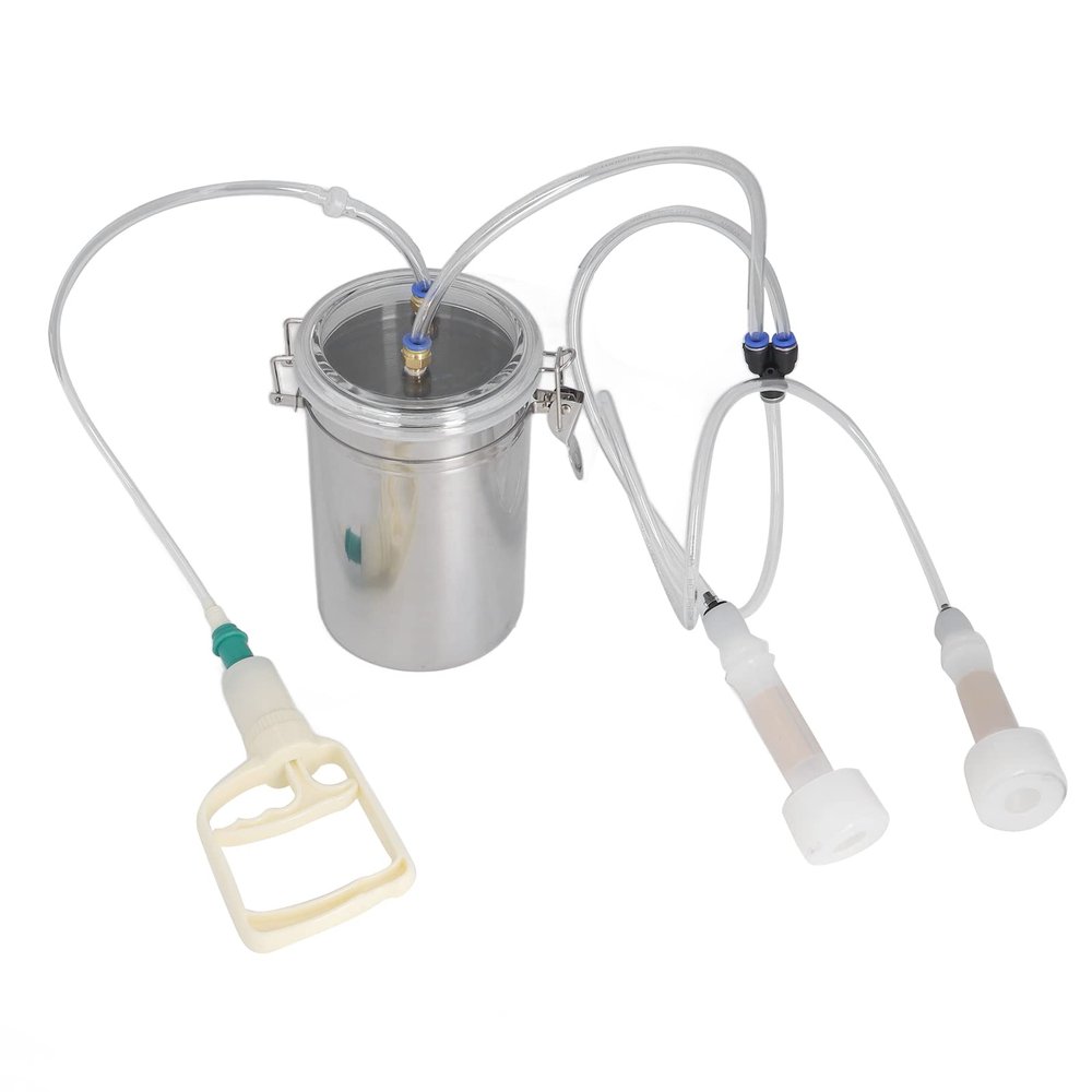Manual Stainless Steel Milking Machine, Portable 2-Liter Milking Set