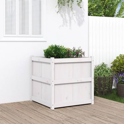 ShGaxin White Planter, 70 x 70 x 70 cm, Solid Pine