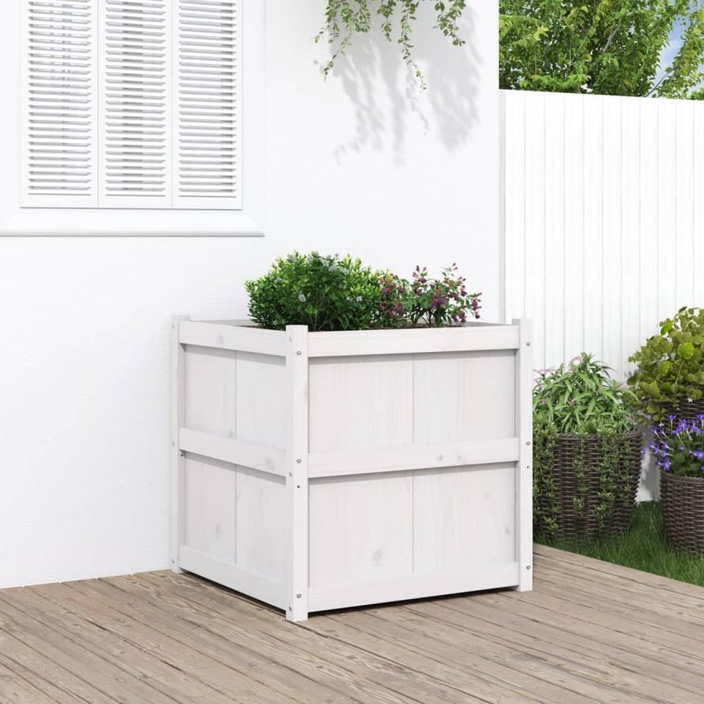 ShGaxin White Planter, 70 x 70 x 70 cm, Solid Pine