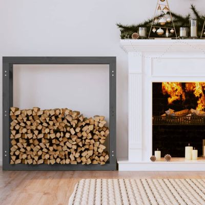 Xichuzi Firewood Rack, Log Storage Rack, Firewood Stacking Aid, Gray, Solid Pine, 100 x 25 x 100 cm