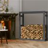 Xichuzi Firewood Rack, Log Storage Rack, Firewood Stacking Aid, Gray, Solid Pine, 100 x 25 x 100 cm view 3