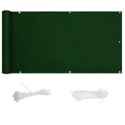 Outdoor Windbreak for Balcony, 1 x 6.5 m, Dark Green