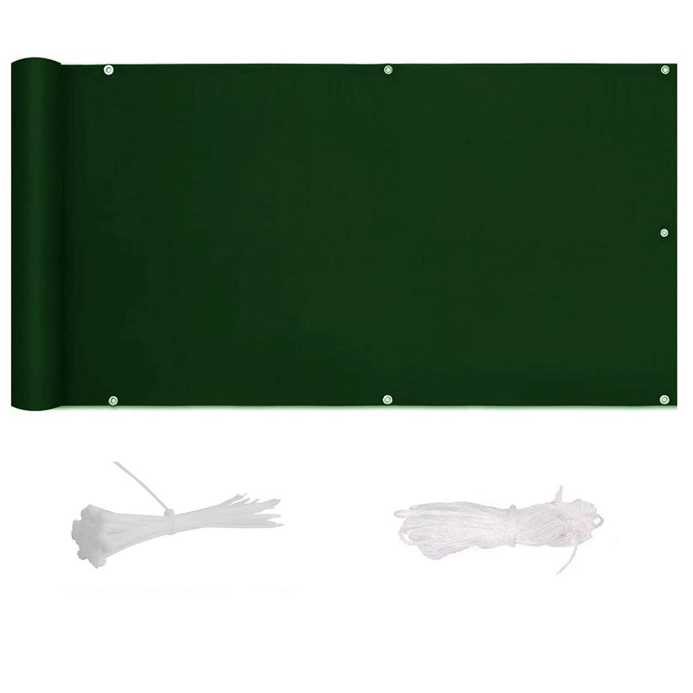Outdoor Windbreak for Balcony, 1 x 6.5 m, Dark Green