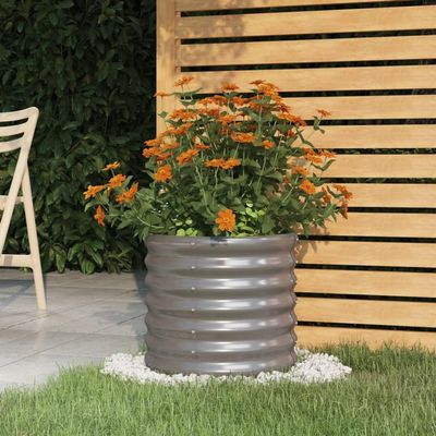 LXYZWRW Furniture Select-Garden Planter, Powder-Coated Steel, 40 x 40 x 36 cm, Gray