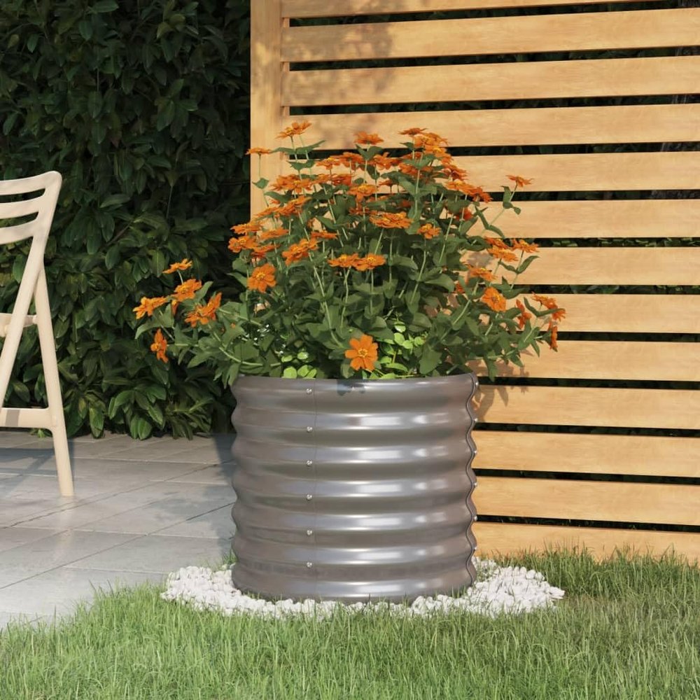 LXYZWRW Furniture Select-Garden Planter, Powder-Coated Steel, 40 x 40 x 36 cm, Gray
