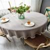 Gray Washable Polyester Tablecloth, Solid Color, Round, 135 cm view 3
