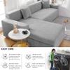 Waterproof L-Shaped Sectional Sofa Cover, Non-Slip Chaise Lounge Protector, Light Gray, 1-Seater Sofa Cover view 4