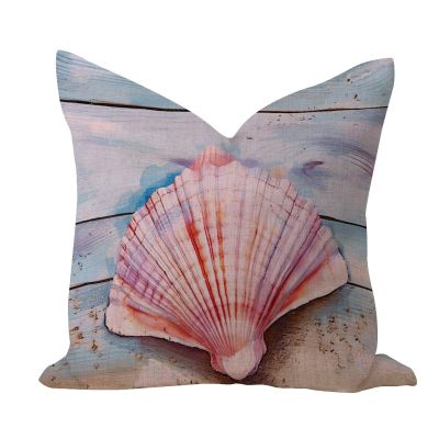 Soft 45.7 x 45.7 cm Nautical Ocean Throw Pillow Cover with Shells and Sea Creatures