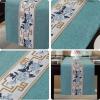 Macramé Table Runner, Linen Blend, 33 x 180 cm, Blue view 4