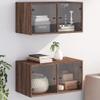 Lauuoeriau Wall Cabinets with Glass Doors, 2-Piece Set, Brown Oak, 68.5 x 37 x 35 cm view 1