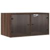Lauuoeriau Wall Cabinets with Glass Doors, 2-Piece Set, Brown Oak, 68.5 x 37 x 35 cm view 2