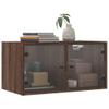 Lauuoeriau Wall Cabinets with Glass Doors, 2-Piece Set, Brown Oak, 68.5 x 37 x 35 cm view 4