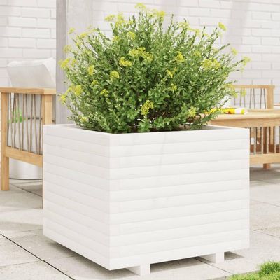 Furniture Select-Garden White Planter 60 x 60 x 49.5 cm Solid Pine