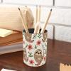 Metal Pen Holder with Pink Flowers and Sloth Design view 4