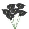 PATIKIL 13-Inch Artificial Anthurium Lily Flowers, 6-Pack, Black view 1