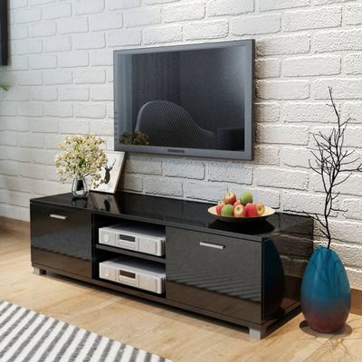 NQJIBUE Home Garden TV Stand, High-Gloss Black, 140 x 40.5 x 35 cm