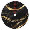 Pom-Pom Christmas Tree Skirt, 48 in, Fir Trees, Pines and Stars, Soft Farmhouse Holiday Decor, Black Marble view 1