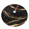 Pom-Pom Christmas Tree Skirt, 48 in, Fir Trees, Pines and Stars, Soft Farmhouse Holiday Decor, Black Marble view 3