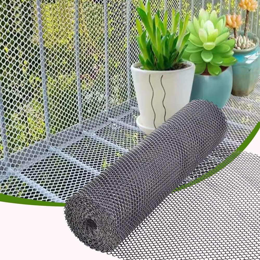 Heavy-Duty HDPE Balcony Safety Net, 0.5 m x 6 m, Gray, 1.8 cm Holes