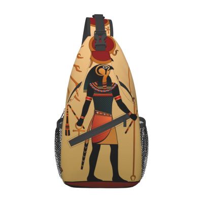 Sun Old Egyptian Timeless Grace Printed Sling Bag for Men and Women, Lightweight Crossbody Chest Bag for Hiking, Cycling, and Travel, Multicolor, One Size