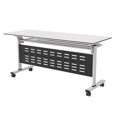 Folding Conference Table on Casters, Rectangular Flip-Top Training Table, 160 x 60 x 75 cm