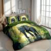 CozyRest Olive Green Jungle Plants Reversible Bedding Set, 100 x 135 cm, Elephant Rainforest Print, 2-Piece view 2