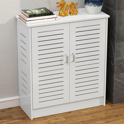 Wood Radiator Cover with Vertical Slat Design, 90 x 80 x 30 cm