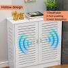 Wood Radiator Cover with Vertical Slat Design, 90 x 80 x 30 cm view 2