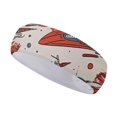 Women's Sports Headband with Spaceship Illustration