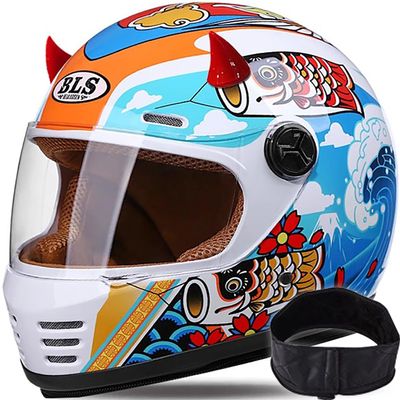 Kids' Motorcycle Helmet, Lightweight Full-Face Helmet, Ages 5–14, 52–56 cm, A1