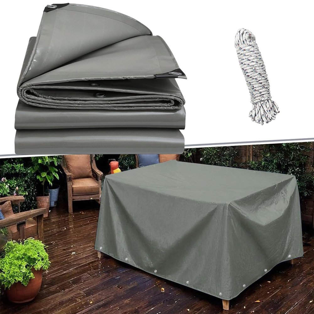 Waterproof Tarp with Eyelets, 2.8 x 3 m, UV-Resistant, Gray