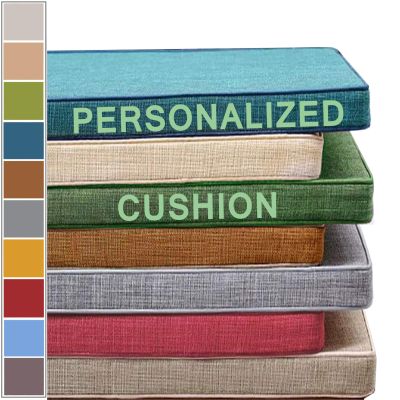 Waterproof Orange Bench Cushion, Linen Cover, 145 x 55 x 3 cm
