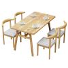Rustic Farmhouse Dining Table Set with Leather Seats and Metal Frame view 1