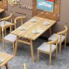 Rustic Farmhouse Dining Table Set with Leather Seats and Metal Frame view 3