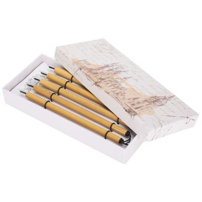 Baxnore 5-Piece Angled Calligraphy Dip Pen Set with Wooden Pen Holder and Bevel Nibs